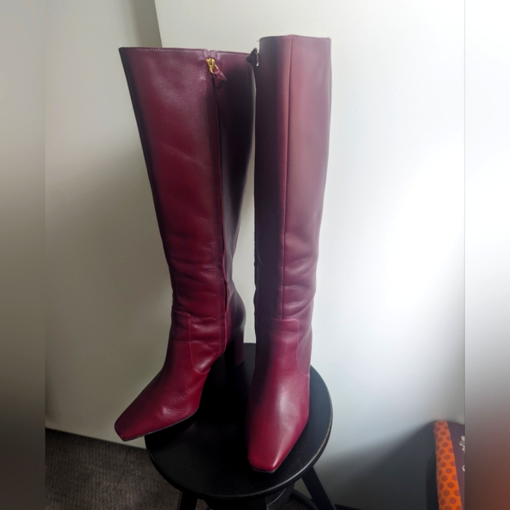 Boden tall leather boots Burgundy size 40
